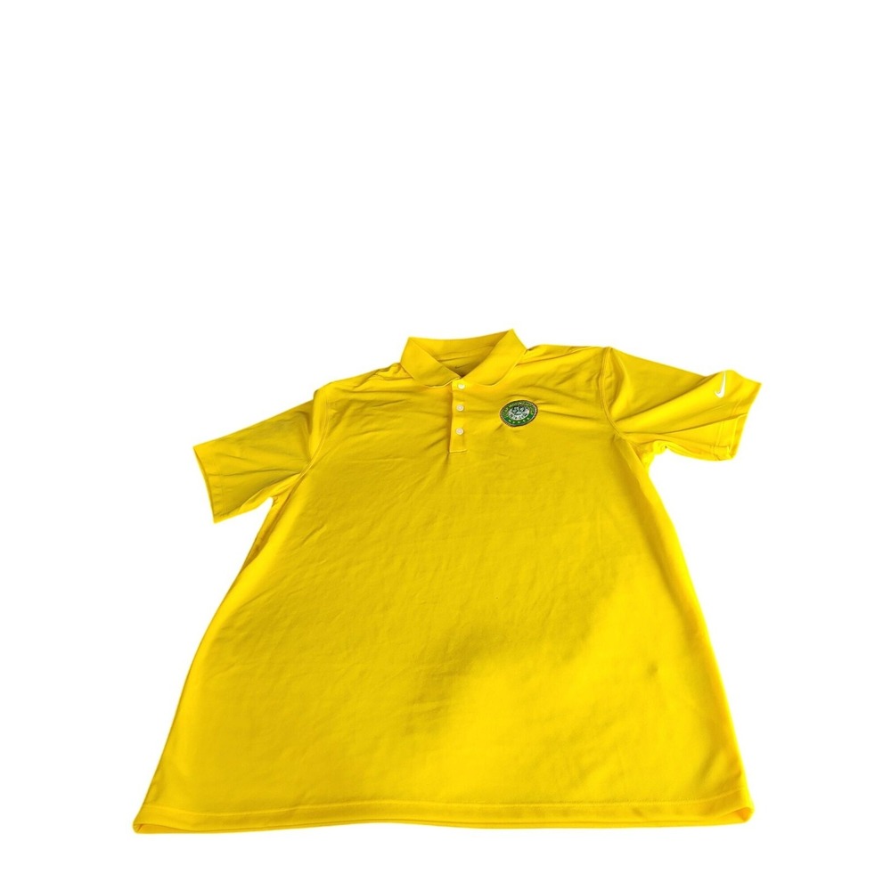 Nike Golf Polo Shirt Mens L Yellow Sugar Mountain Embroidered Short Sleeve Top